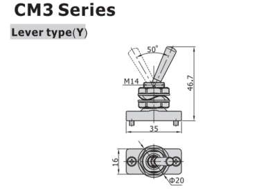 CM3Y08T AIRTAC MANUAL VALVES, CM3 SERIES LEVER TYPE COMPACT 3 WAY 2 POSITION N.C, 1/4" NPT PORTS